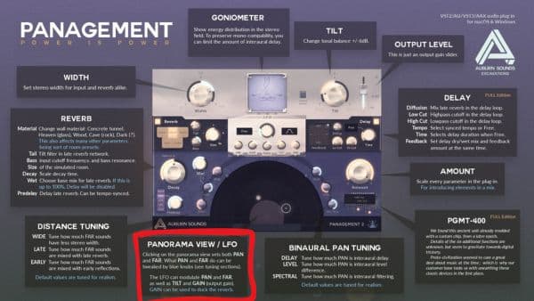 Auburn Sounds「Panagement 2」機能説明：Panorama view／LFO